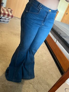 POPFLEX Dark Blue High-Rise Flare Jeans